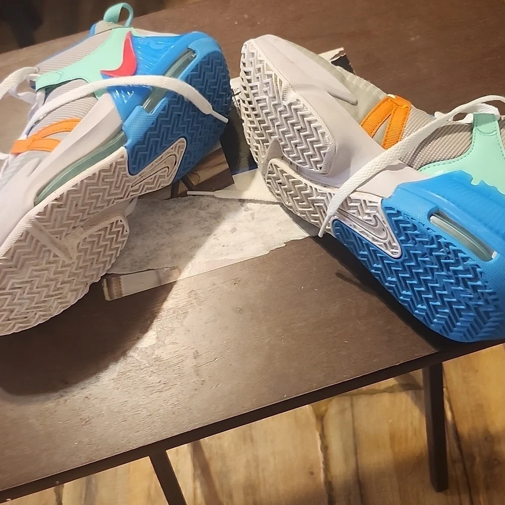 Nike Lebron Sneakers in White, Pink, and Blue
